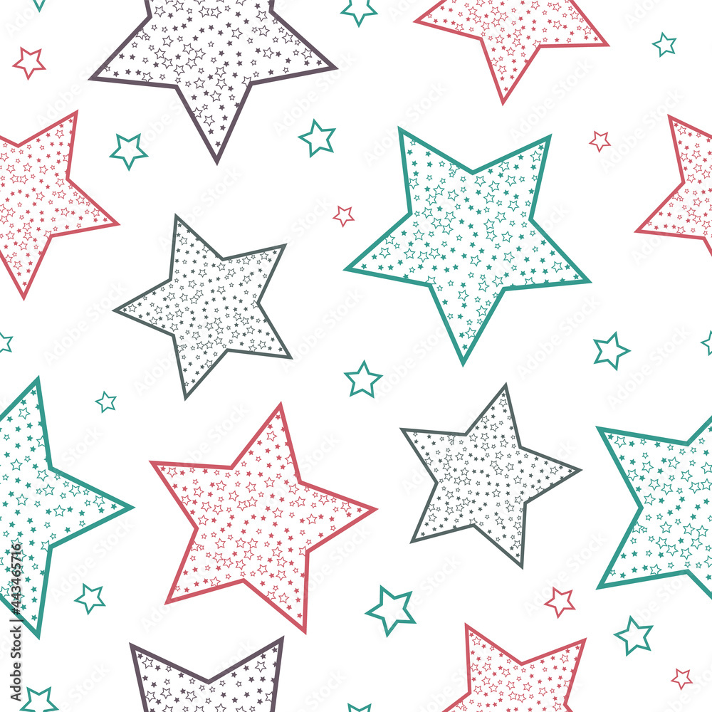 Stars seamless pattern. Design for fabric, wrapping paper, background, wallpaper. Vector. Stars seamless pattern. Design for fabric, wrapping paper, background, wallpaper. Vector.