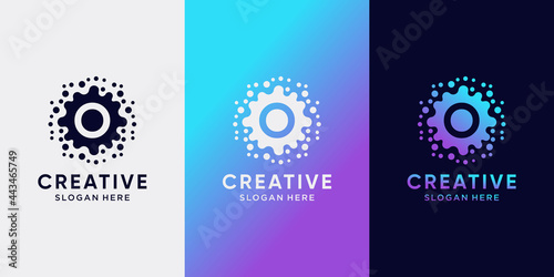 Creative monogram molecule logo design with initial letter O and dot concept. Logo icon for business company and personal