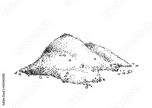 Pile of finely ground sea salt, engraving vector illustration isolated.