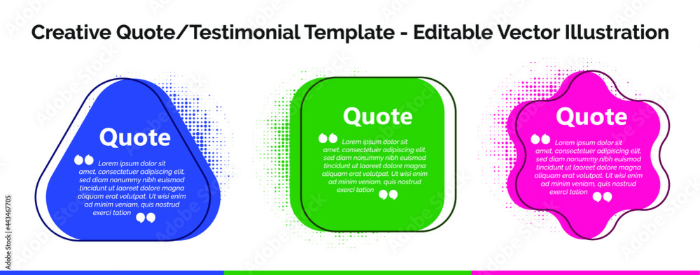 Obraz premium Creative editable vector quote, Quotation bubble, Banner illustration, Testimonial, Infographics, Text in brackets, Citation empty speech bubbles, Textbox isolated on color background