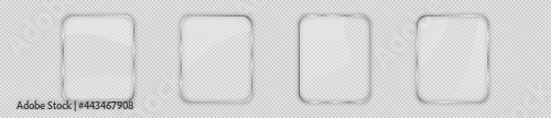 Glass plate in rounded vertical frame