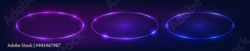 Neon oval frame with shining effects