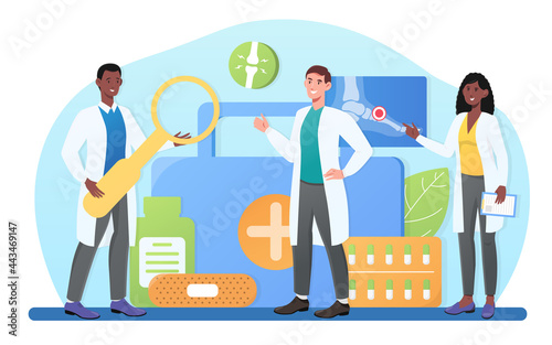 Smiling male ad female traumatologists at hospital together