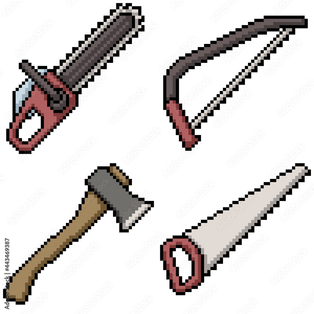 pixel art of wood cutting tools Stock Vector Adobe Stock