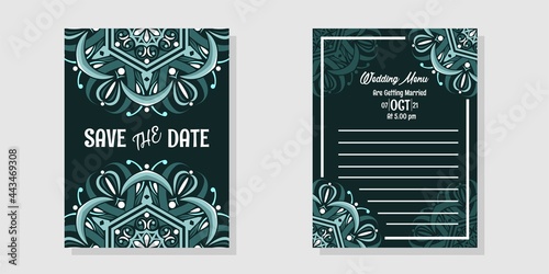 set of wedding invitation with beautiful colours, File EPS. © Oktian