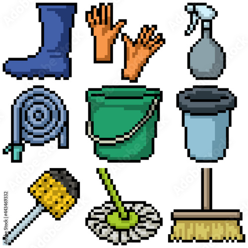 pixel art of house creening tools