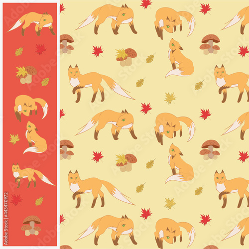 Fototapeta Naklejka Na Ścianę i Meble -  pattern nice fox_foxes in autumn
