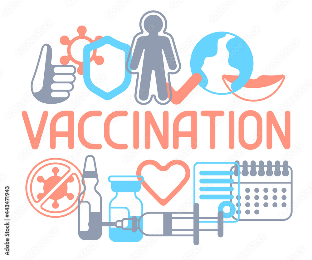 Vaccination concept background with vaccine icons. Immunization items. Health care and protection from virus. Vaccination concept background with vaccine icons. Immunization items. Health care and protection from virus.