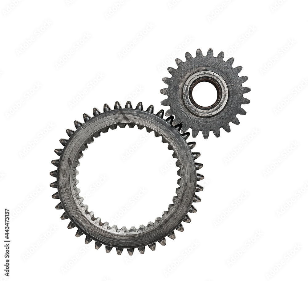 metal gears isolated on a white background metal gears isolated on a white background