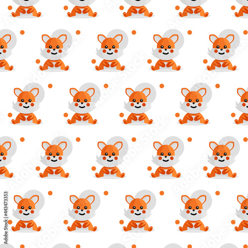 Cute seamless pattern little fox design on white background