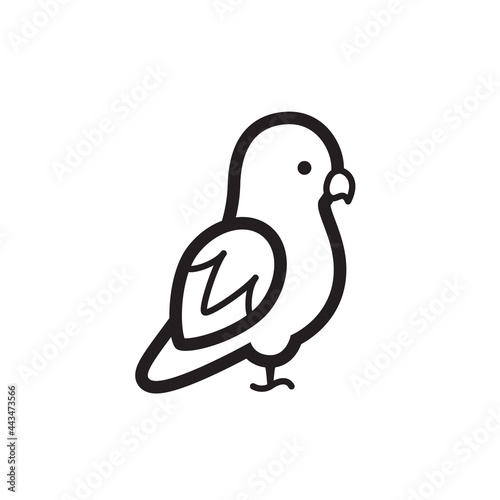 Bird icon. Vector isolated cute tiny parrot pictogram on white background