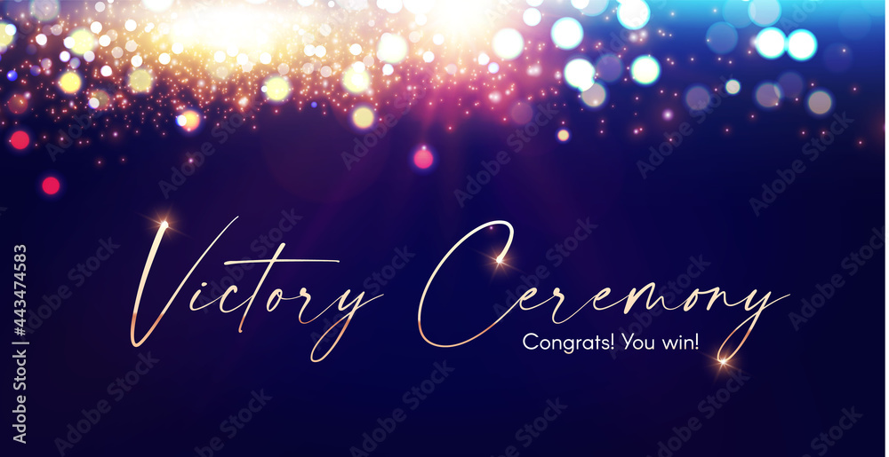 Victory abd Award design. Abstract shining background with bokeh effect.