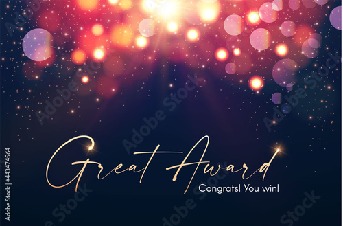 Victory abd Award design. Abstract shining background with gold effect.