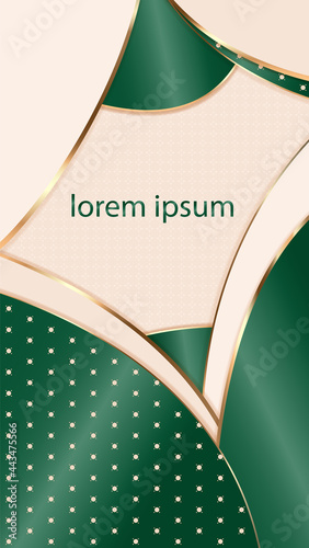 Abstract background in shades of ivory and tidewater green with gold