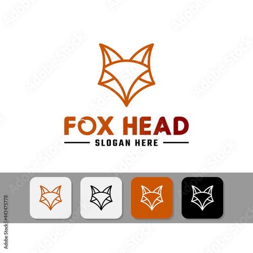 Simple Fox Head in Orange Line Style Logo Design Template. Suitable to be used as a mascot for digital applications, brands, or company logos