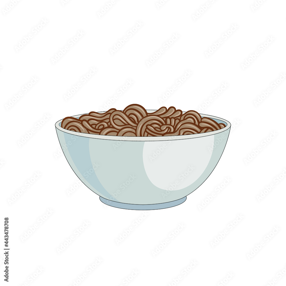 Vector Soba Noodles Illustration, Noodles in White Bowl Isolated on White Background.
Vector Soba Noodles Illustration, Noodles in White Bowl Isolated on White Background.