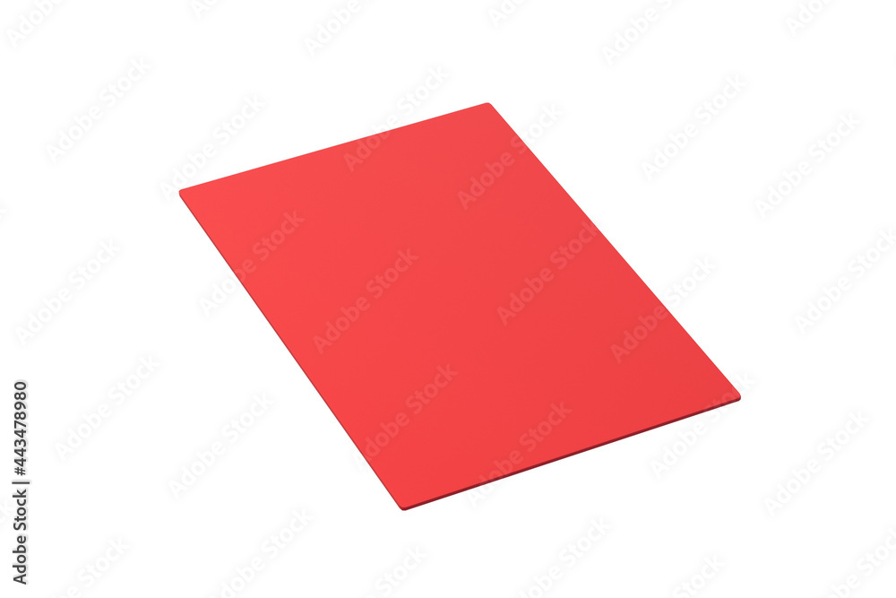 One red card for playing soccer isolated on white background. 3d render One red card for playing soccer isolated on white background. 3d render
