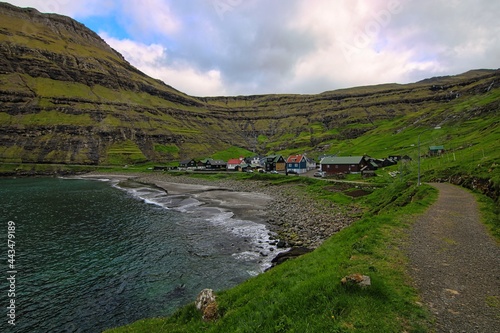 The isolated village of Tjornuvik on Faroe Islands