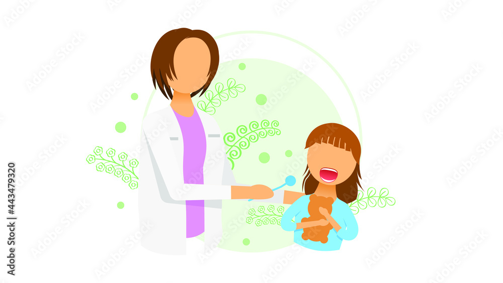 Abstract Flat Woman Dentist And Girl Child Patient With Open Mouth Cartoon People Character Concept Illustration Vector Design Style With Tooth Check And Dentistry Stomatological Clinic Abstract Flat Woman Dentist And Girl Child Patient With Open Mouth Cartoon People Character Concept Illustration Vector Design Style With Tooth Check And Dentistry Stomatological Clinic