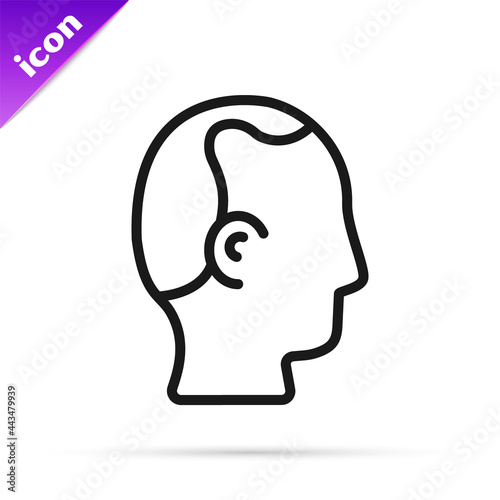 Black line Baldness icon isolated on white background. Alopecia. Vector