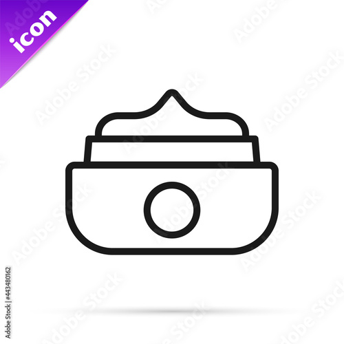 Black line Gel or wax for hair styling icon isolated on white background. Hair cosmetic. Jar with product for styling hair and mustache. Vector