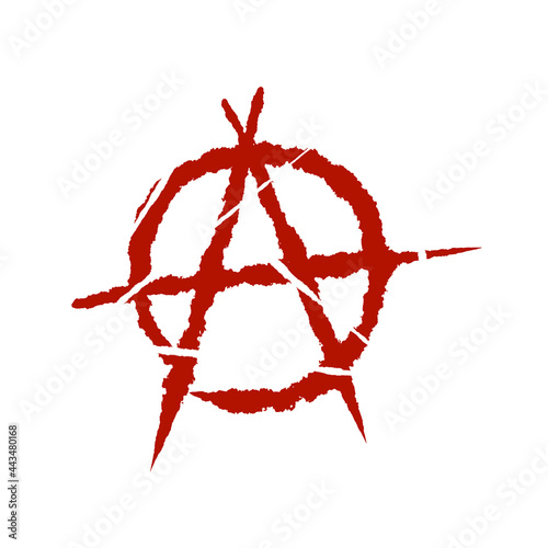 Anarchy. Letter A in the circle. A symbol of chaos and rebellion. Red brush icon.