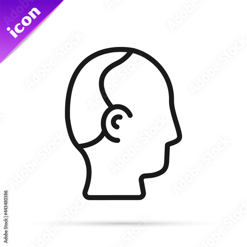 Black line Baldness icon isolated on white background. Alopecia. Vector