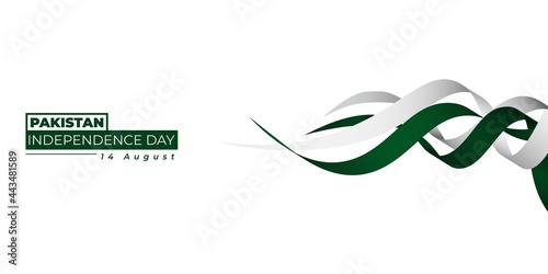 Pakistan Independence Day with simple flying ribbon design.