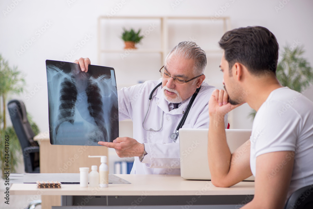 Young male patient visiting old male doctor radiologist