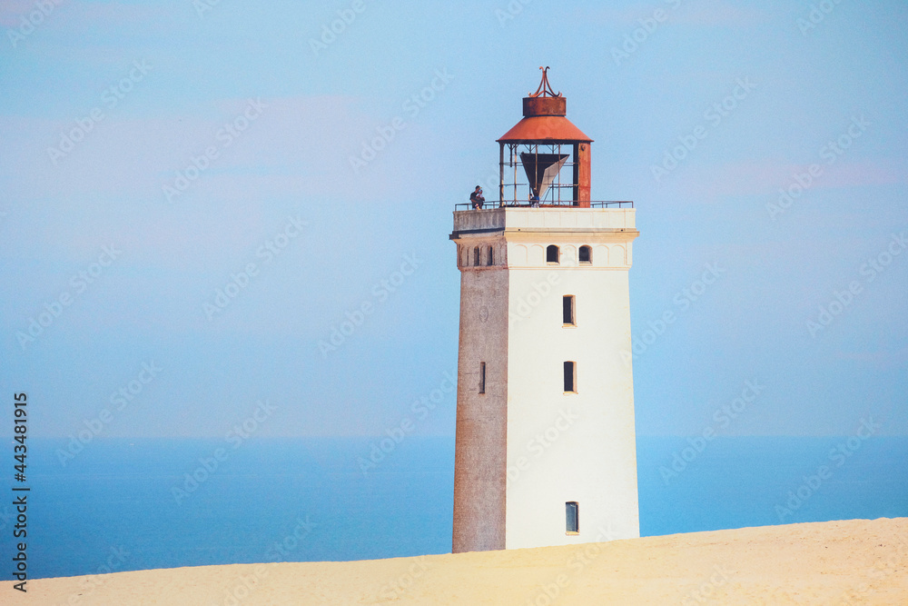 Lighthouse Rubjerg Knude Fyr in vintage, old Style Image, Denmark, Europe