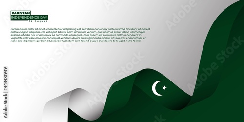 Pakistan Independence Day design with flying pakistan flag.