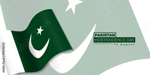Pakistan Independence Day design with waving pakistan flag.