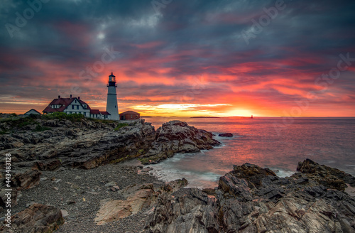 Portland Head Light Lighthouse in Maine Drone Photo