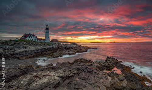 Portland Head Light Lighthouse in Maine Drone Photo