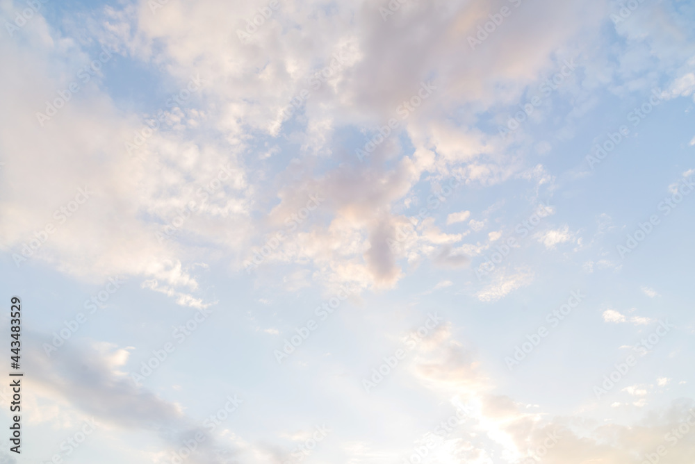 beautiful evening sky in pastel colors, purple light blue cloud in the sky. beautiful pink,purple clouds on the background