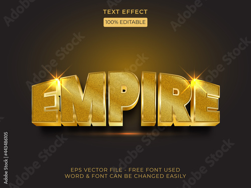 Empire text effect style. Editable text font effect gold theme.