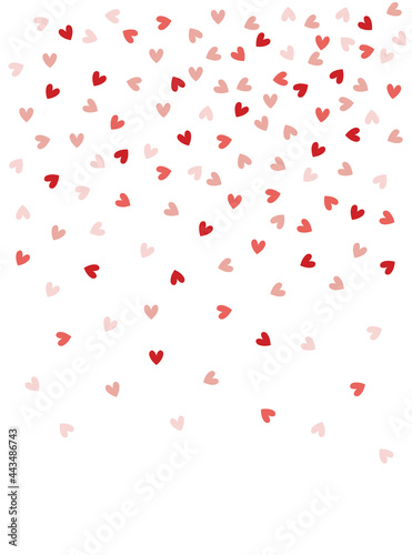 Confetti with pink hearts, cute delicate background, wallpaper, scrapbooking paper, scenery for Valentine's Day flat vector illustration