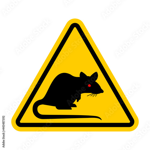 Attention Rat. Warning yellow road sign. Caution Mouse