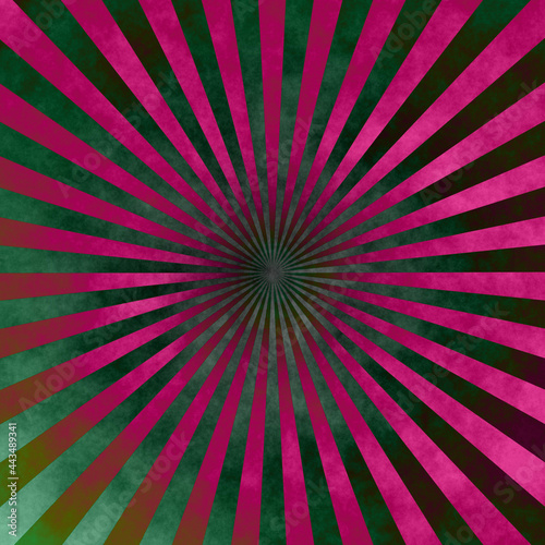 Green and pink Sunburst Pattern Background. Rays. Sunburst background. Green and pink radial background.