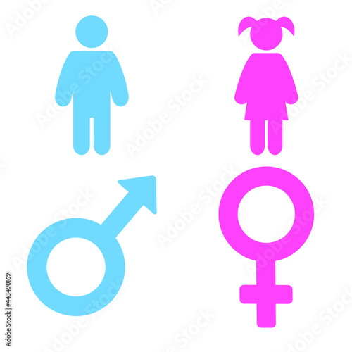 Male and Female icon symbol on white background, vector illustration