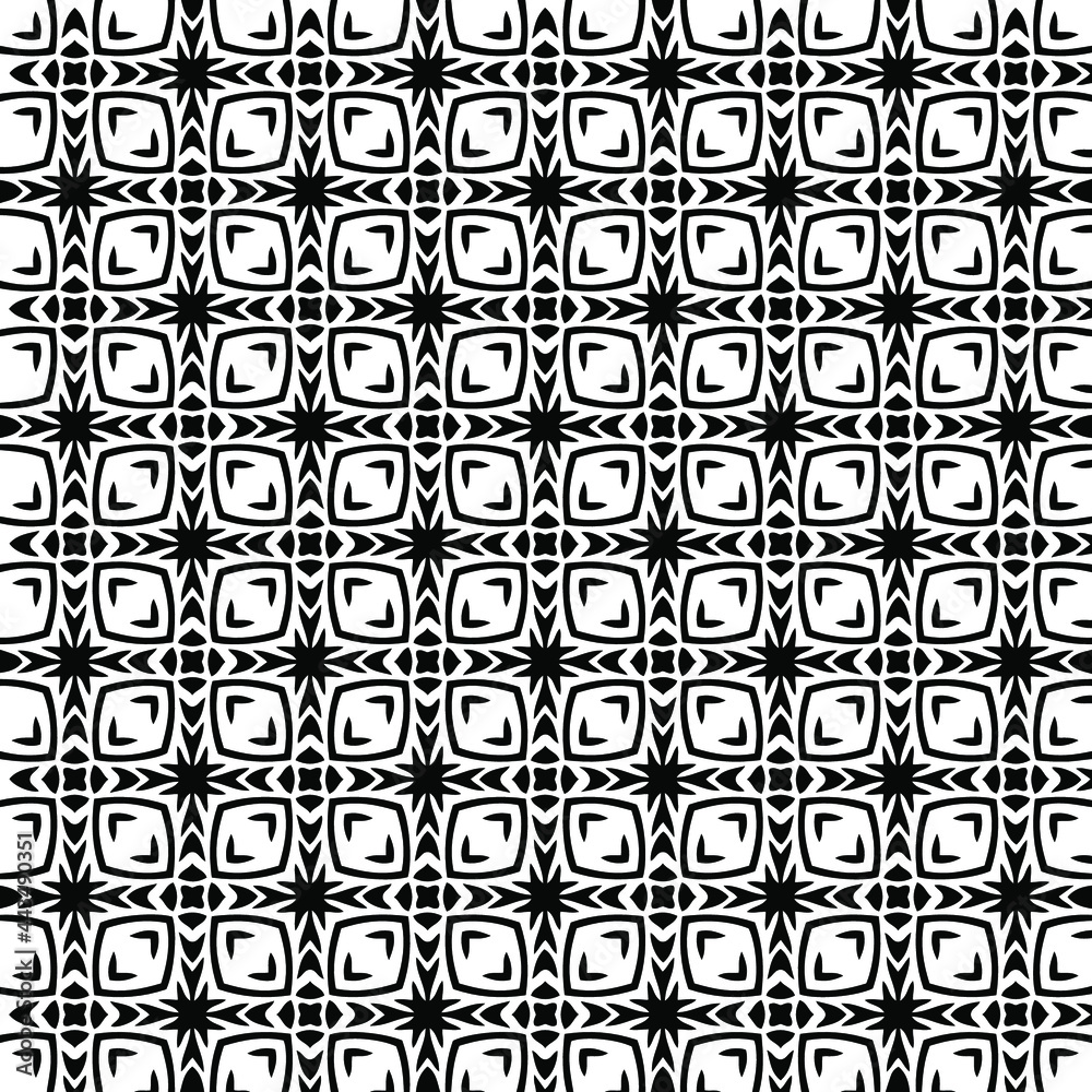  floral seamless pattern background.Geometric ornament for wallpapers and backgrounds. Black and white pattern. 