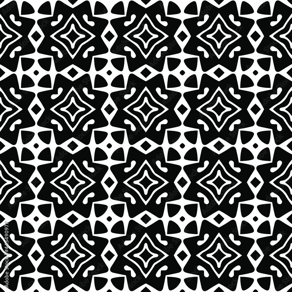 floral seamless pattern background.Geometric ornament for wallpapers and backgrounds. Black and white 

pattern. 
