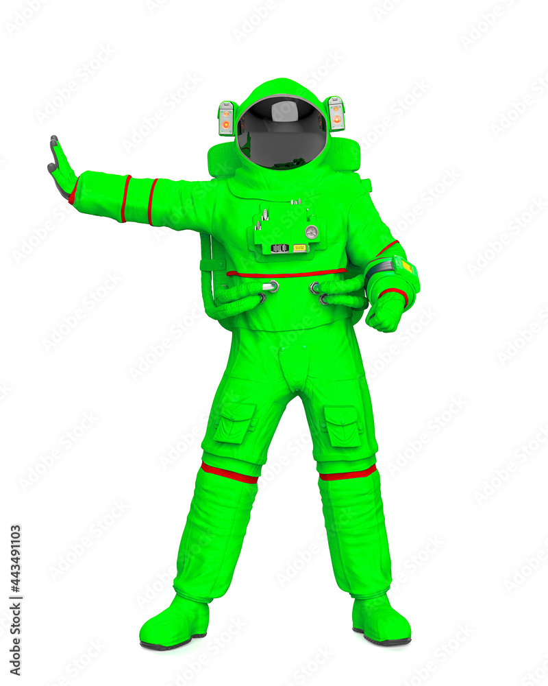 astronaut is saying stop there on white background