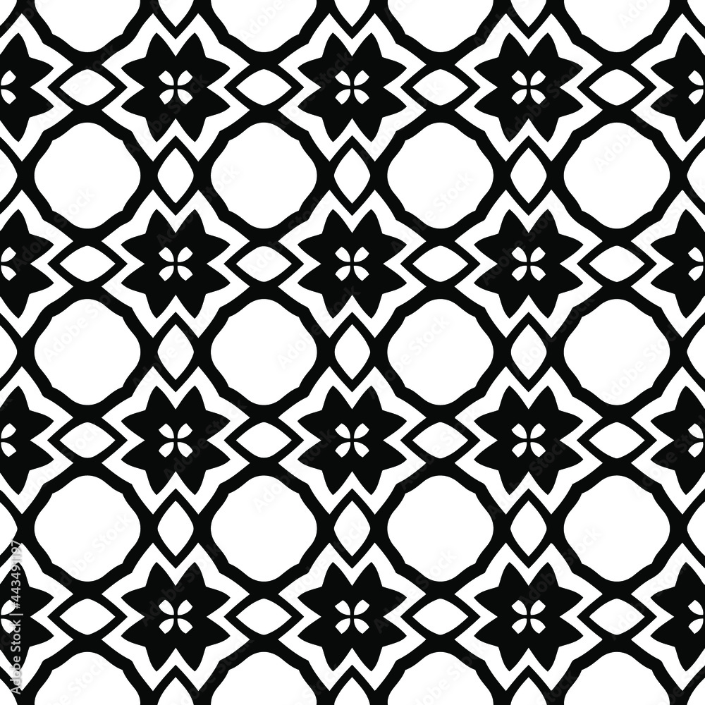 Fototapeta premium floral seamless pattern background.Geometric ornament for wallpapers and backgrounds. Black and whitepattern. 