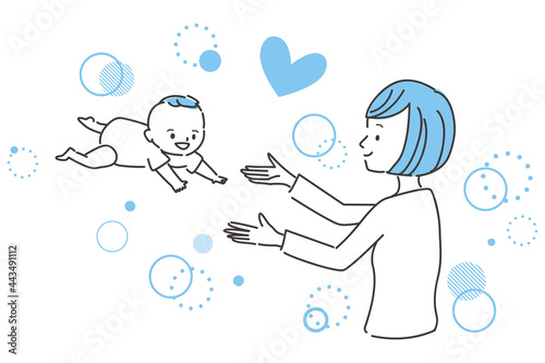 線画人物アイコン　不妊治療　妊活　赤ちゃんが来る