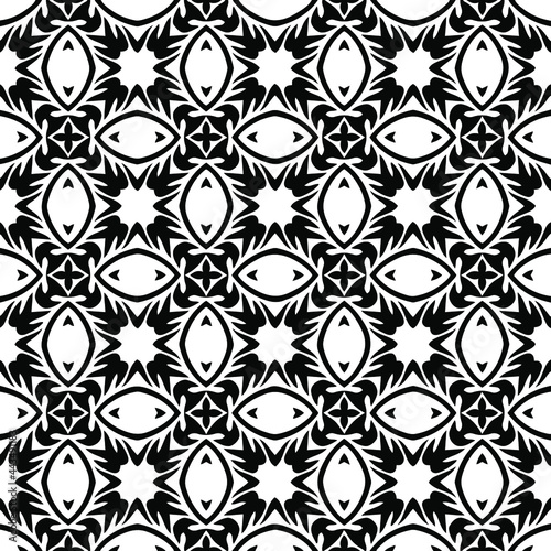 floral seamless pattern background.Geometric ornament for wallpapers and backgrounds. Black and white   pattern.   © t2k4