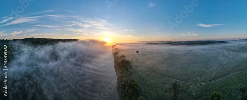 Tarusa Oka River 2021 Morning 5 am sunrise fog 