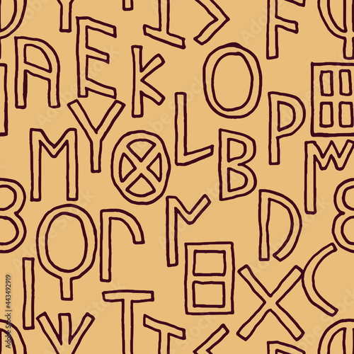 Etruscan Historican Alphabet Seamless Ornament
