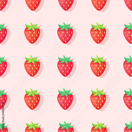 Fototapeta Naklejka Na Ścianę i Meble -  Vector seamless pattern with strawberry.