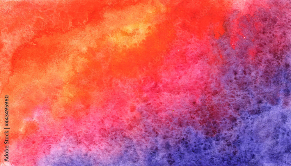 Purple-red-orange grunge background in watercolor